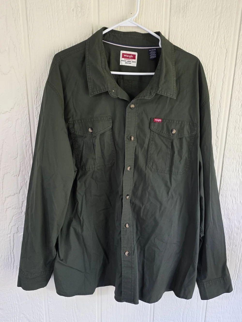 Wrangler Men’s Olive Green Utility Shirt Jacket, Size 3XL